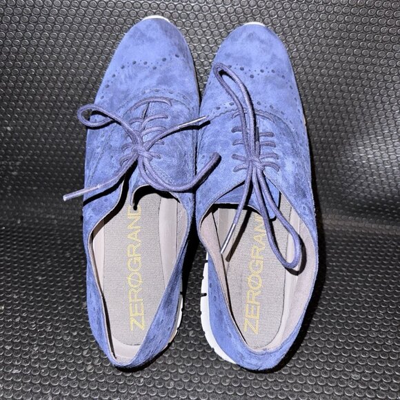 Cole Haan Zerogrand Suede Blue Wingtip Oxford Comfort Shoes Womens Size 11B - Picture 6 of 8